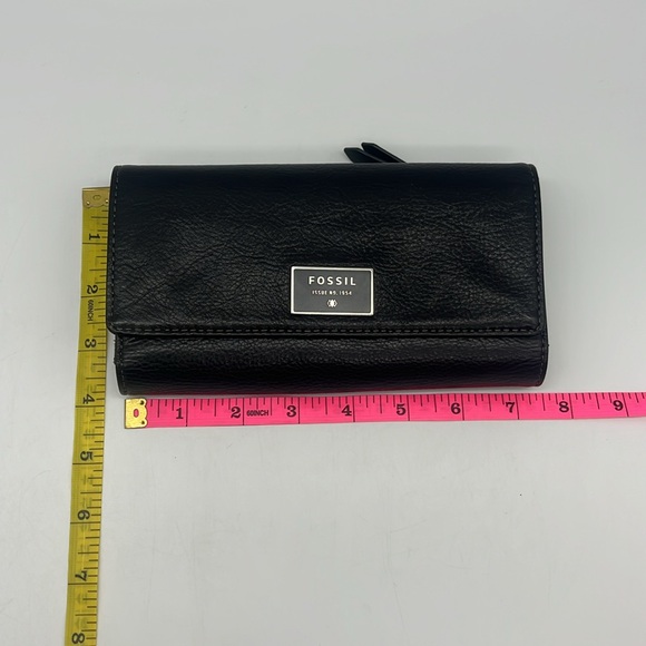 Fossil Issue No. 1954 Cowhide Leather Flap Clutch Wallet Black - Picture 15 of 15